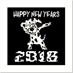 Dabbing Dog New Years  2018 Funny Dalmatian Dancing Te Posters and Art